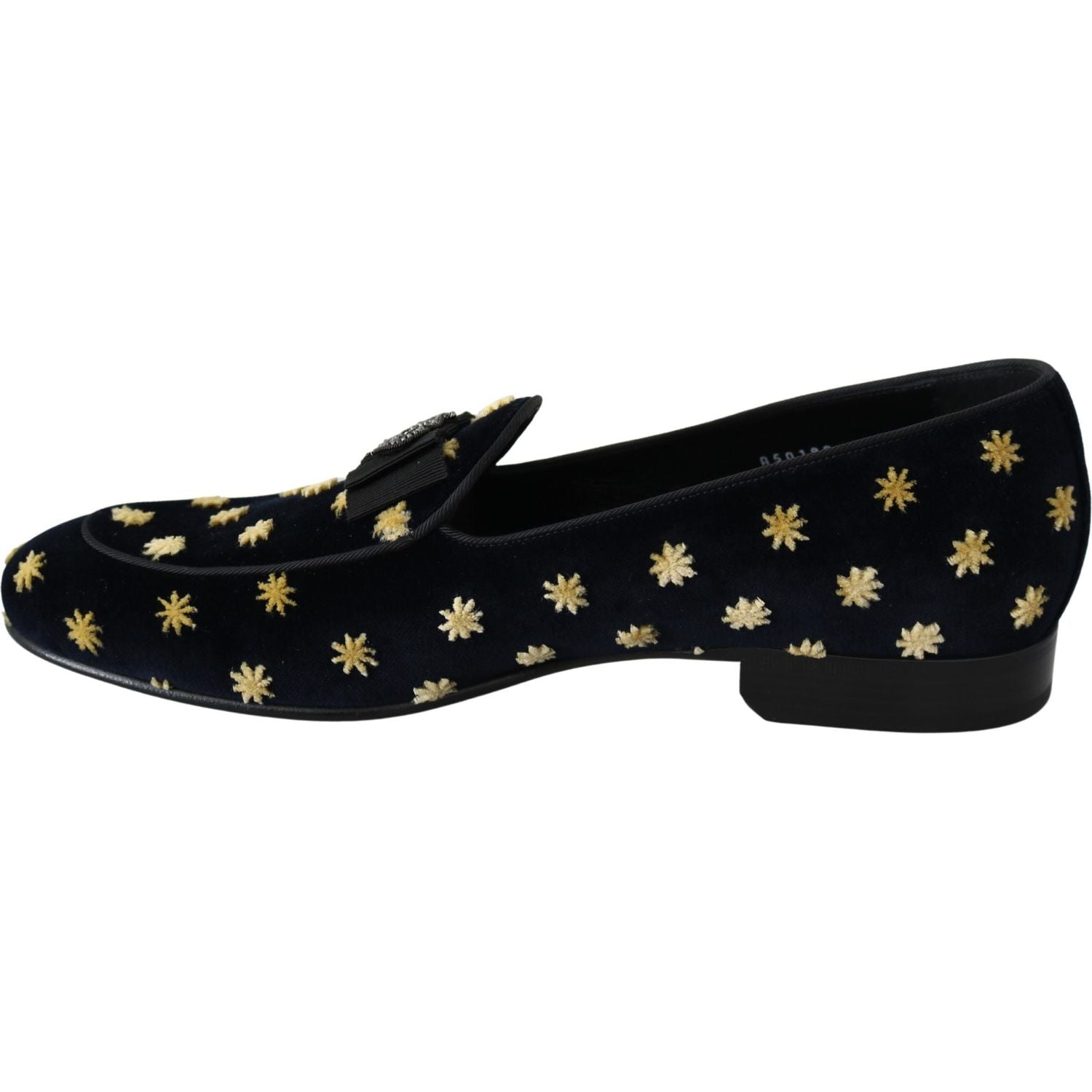 Dolce & Gabbana Blue Velvet Crown Slippers Loafers Shoes