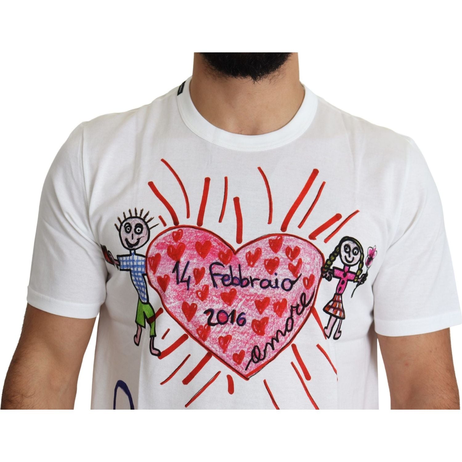 Dolce & Gabbana White Saint Valentine Hearts Print Men  T-shirt