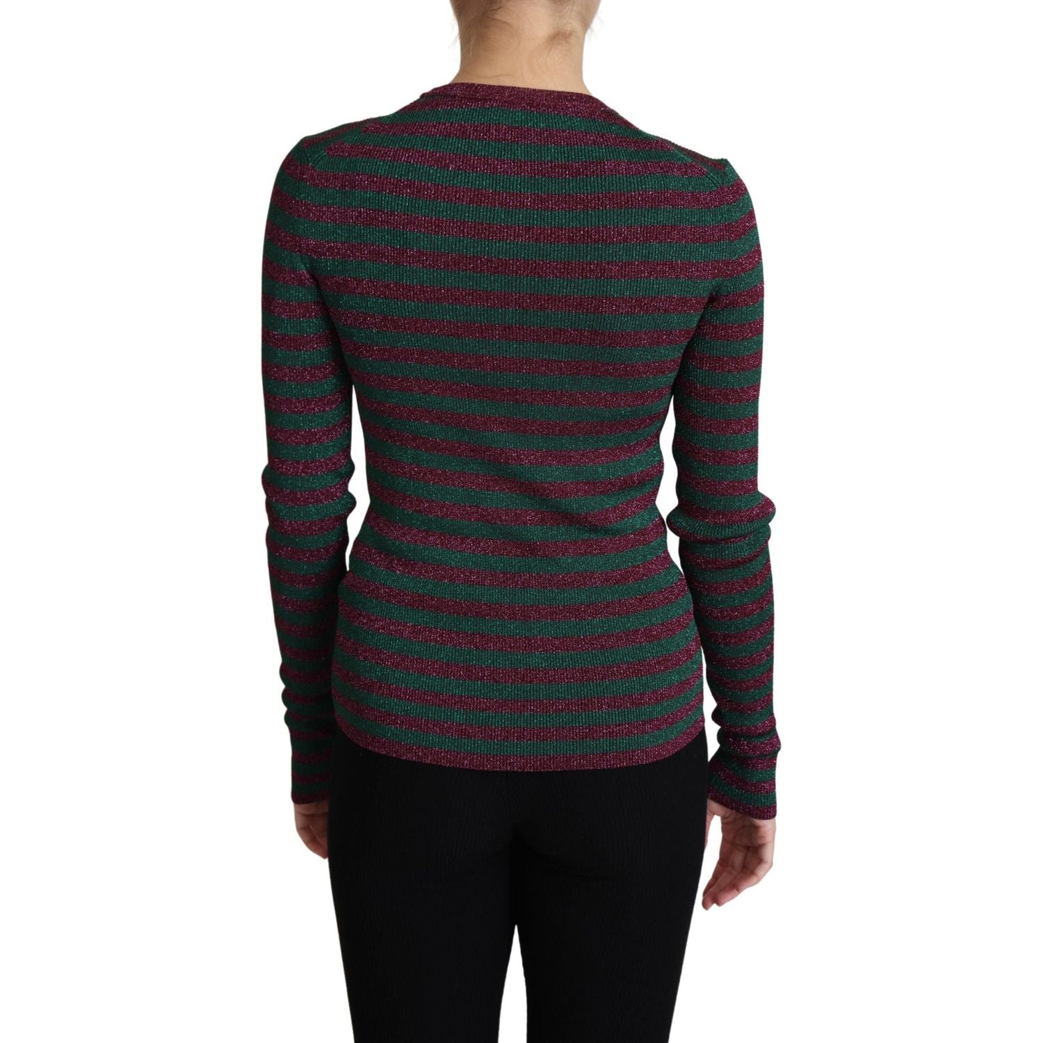 Dolce & Gabbana Multicolor Stripes Crew Neck Pullover Sweater