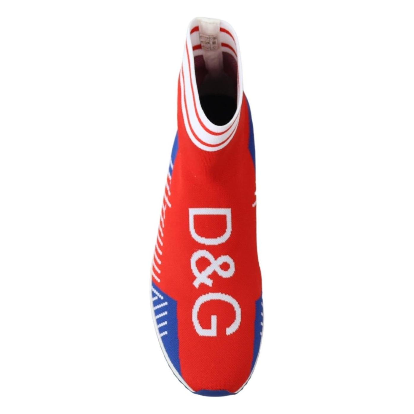 Dolce & Gabbana Blue Red Sorrento Logo Sneakers Socks Shoes