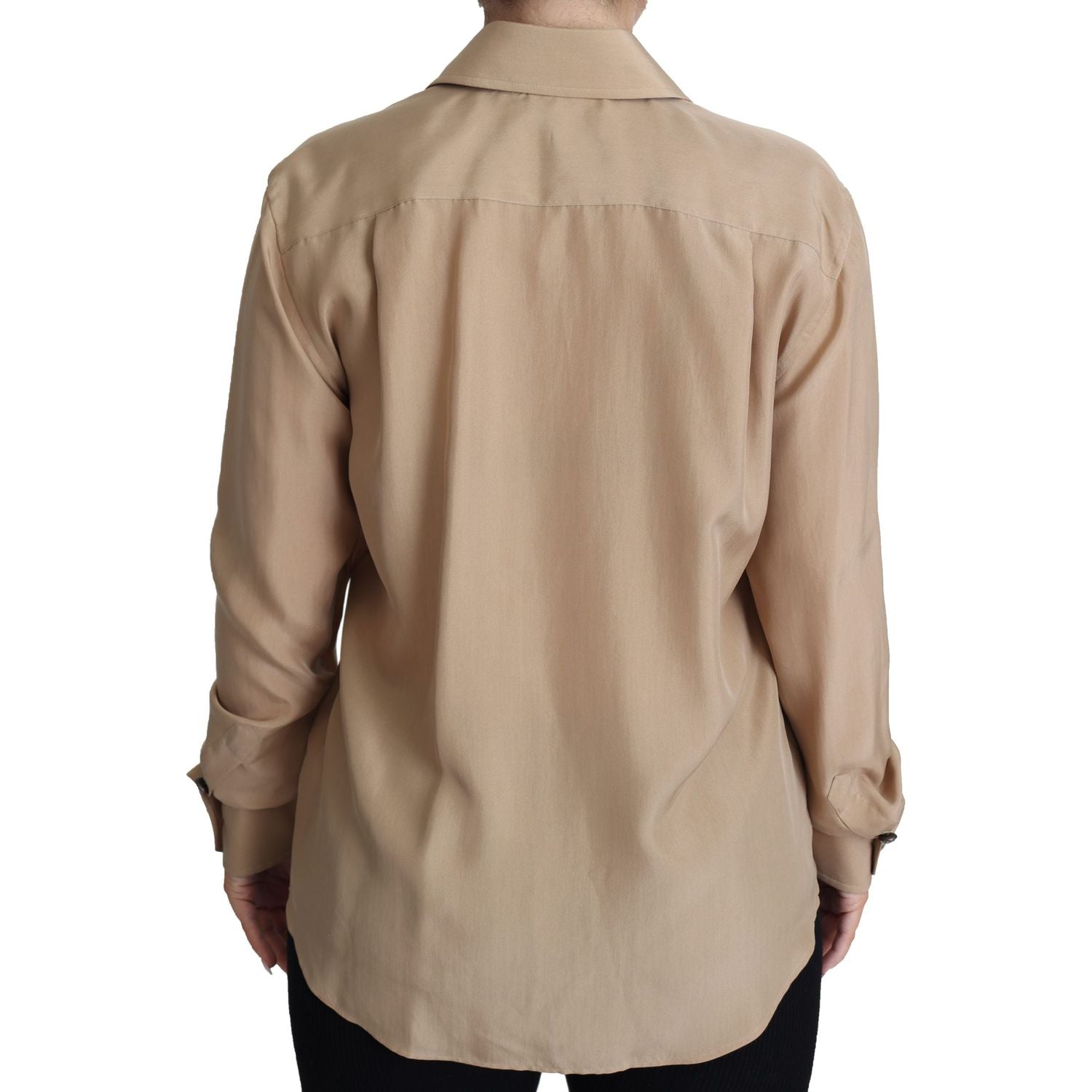 Dolce & Gabbana Beige Silk Shirt Decorative Buttons Top