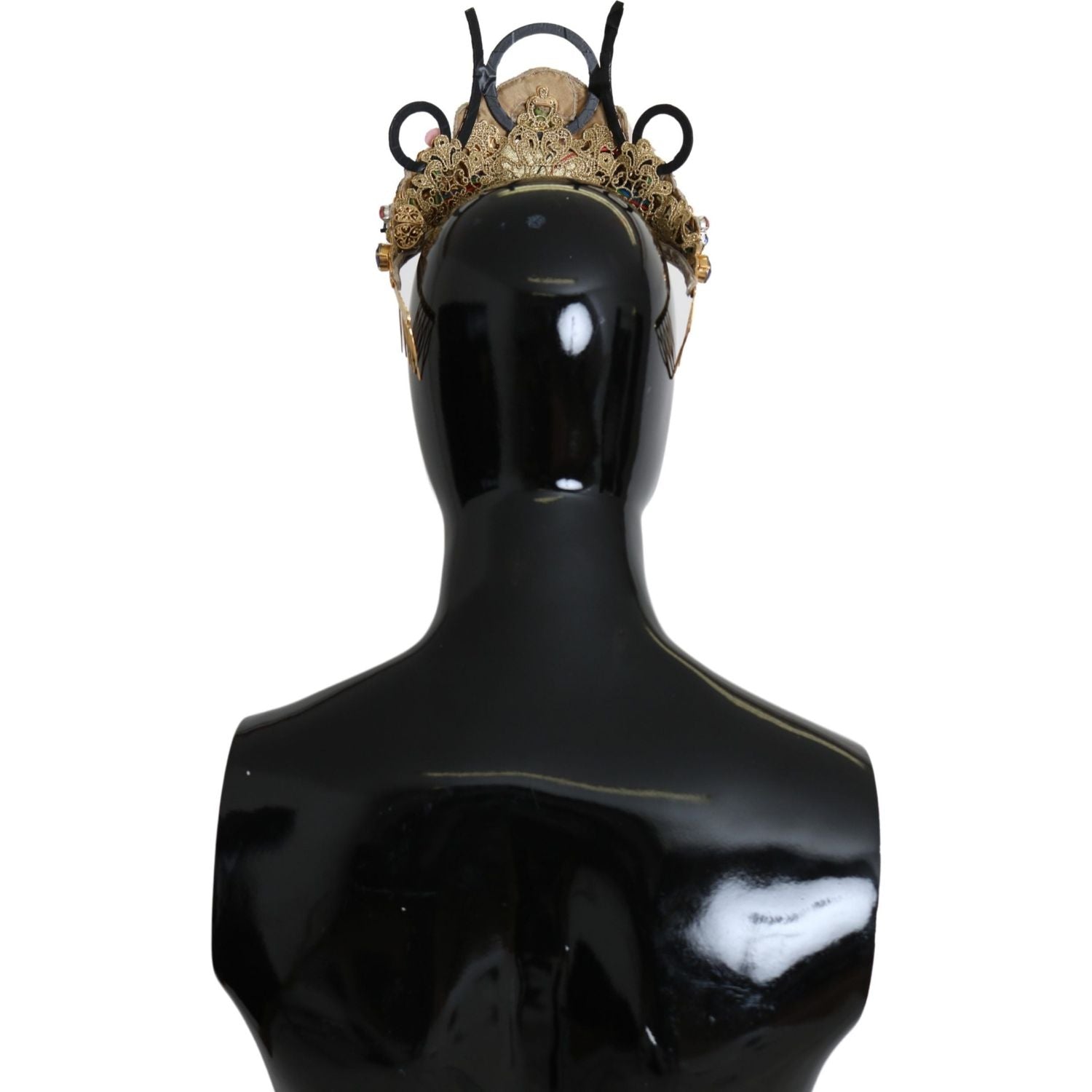 Dolce & Gabbana Gold Brass Floral Crystals LED Lights Crown Tiara Diadem