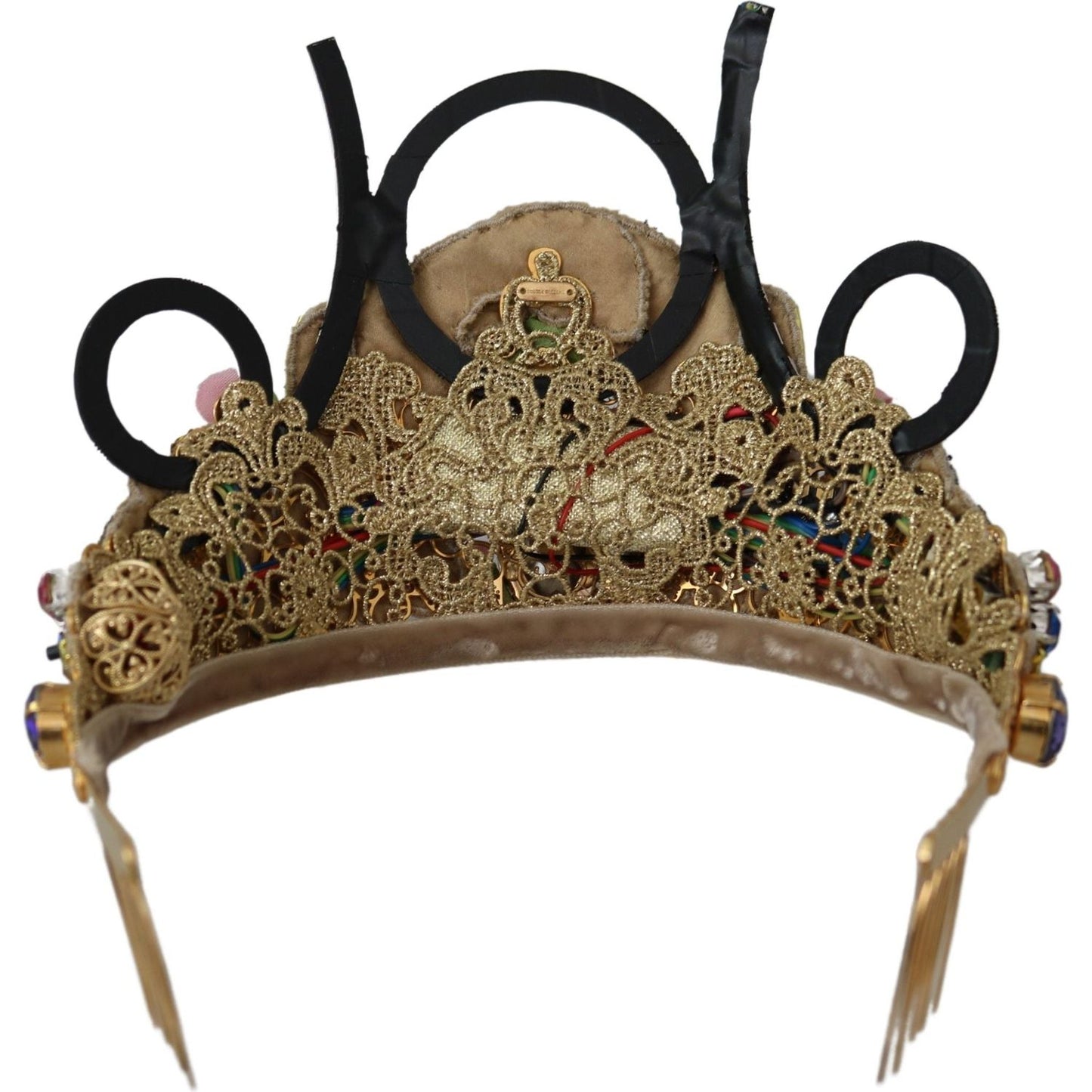 Dolce & Gabbana Gold Brass Floral Crystals LED Lights Crown Tiara Diadem Diadem