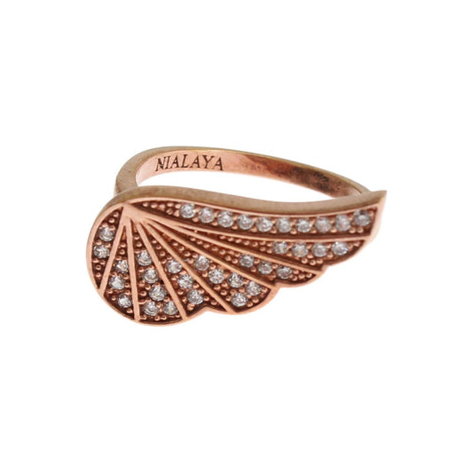 Nialaya Pink Gold 925 Silver Womens Clear CZ Ring Ring