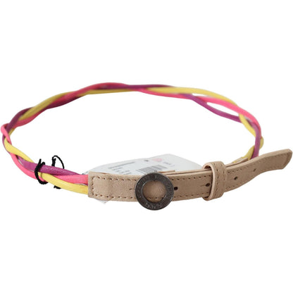 Costume National Multicolor Twisted Leather Circle Buckle Belt 1728,67345645728,85 cm / 34 Inches,Accessories,Belts - Accessories,Belts - Women - Accessories,Costume National,High-Waist Belts - Belts - Accessories,Material: Multicolor faux leather,Multico