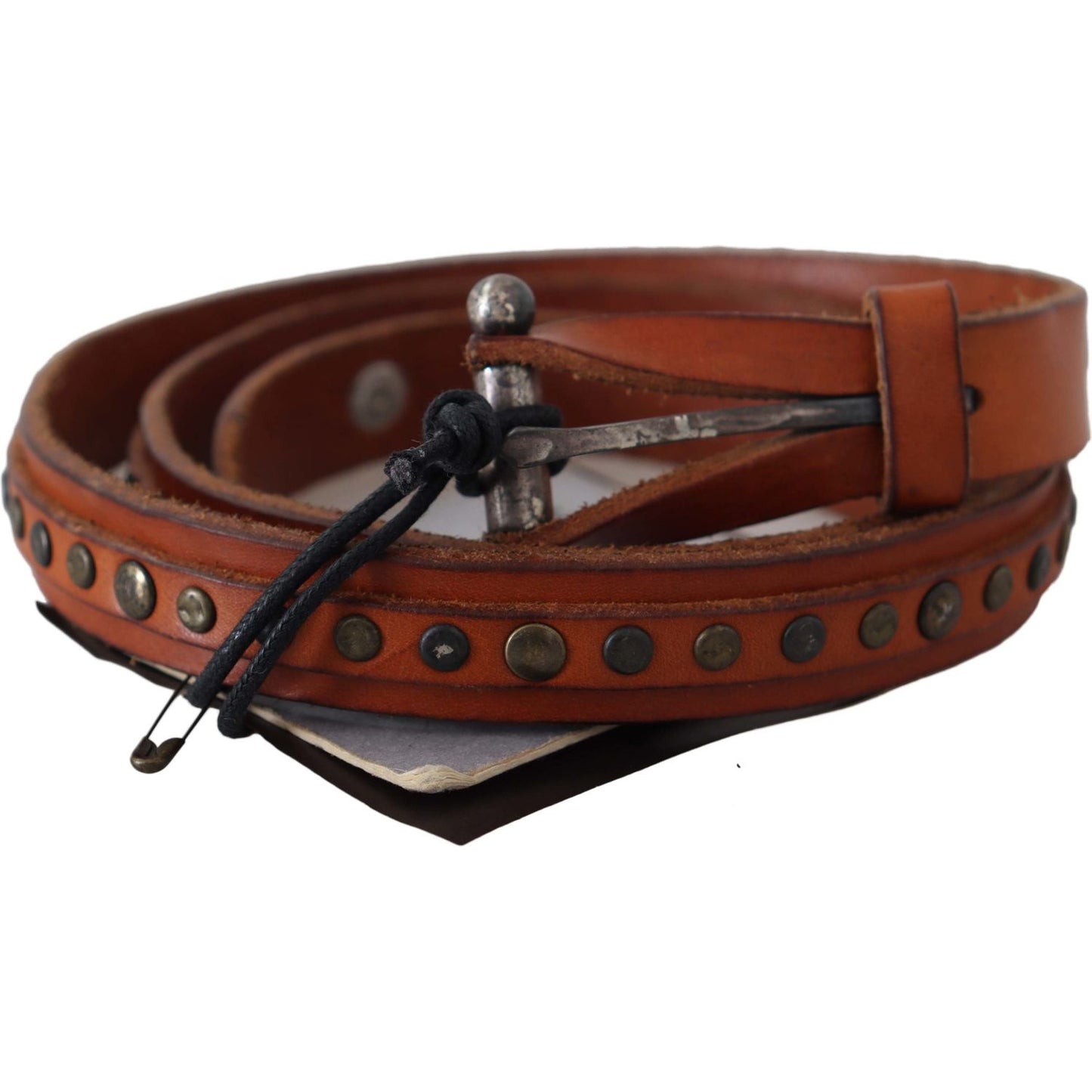 Scervino Street Brown Genuine Leather Rustic Silver Buckle Belt Belt