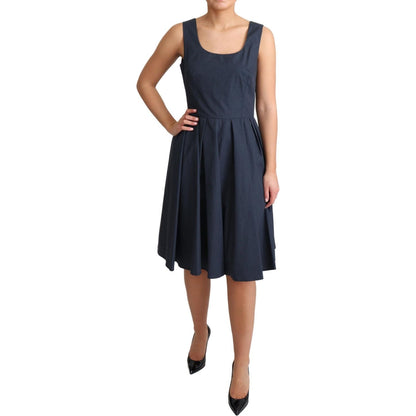 Dolce & Gabbana Blue Polka Dotted Cotton A-Line Dress