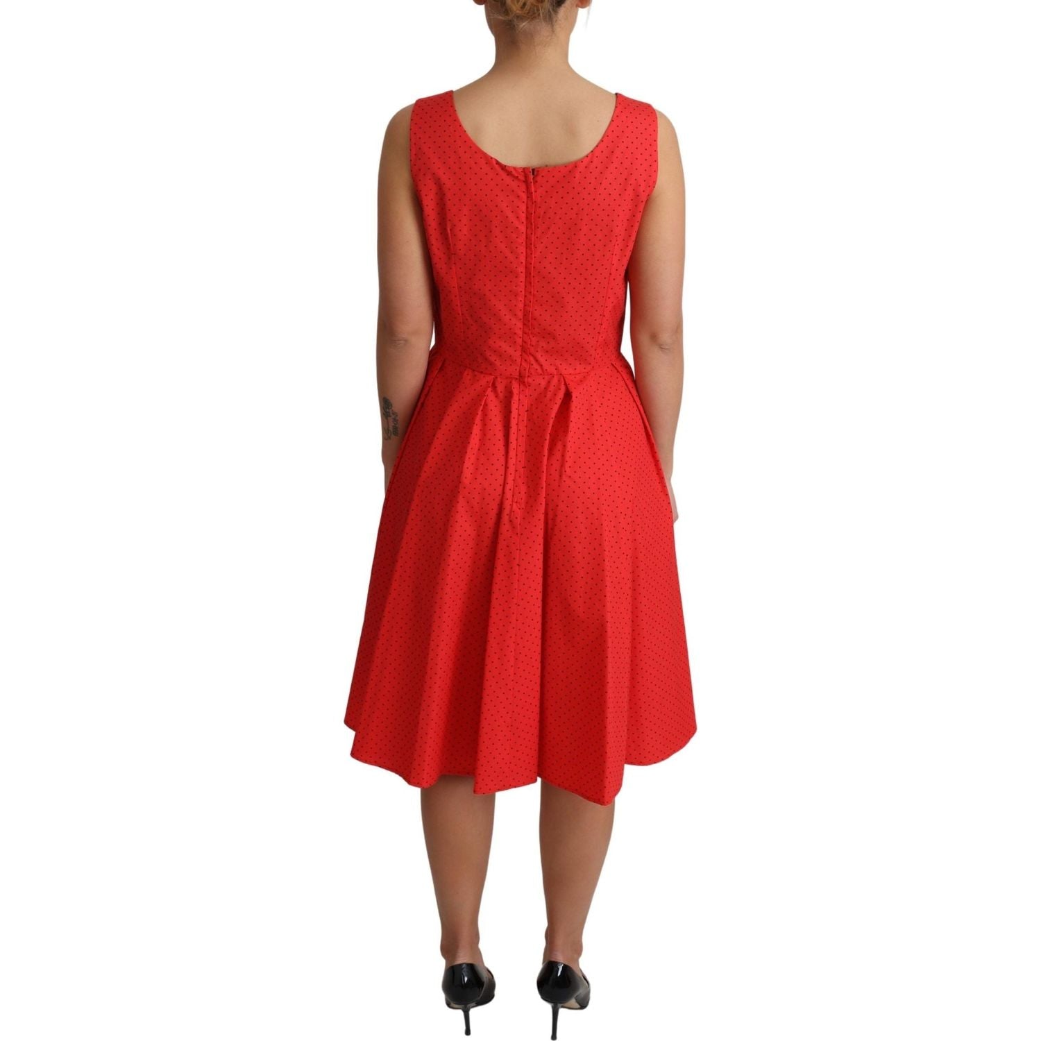 Dolce & Gabbana Red Polka Dotted Cotton A-Line  Dress