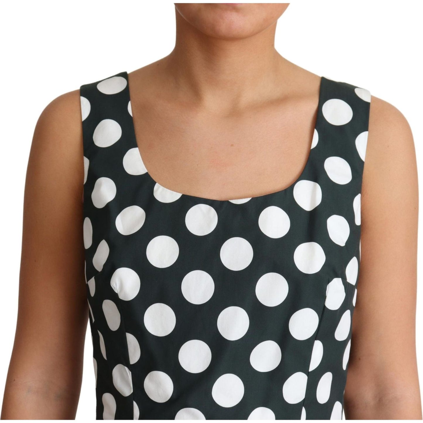 Dolce & Gabbana Green Polka Dotted Cotton A-Line Dress DR2794-40