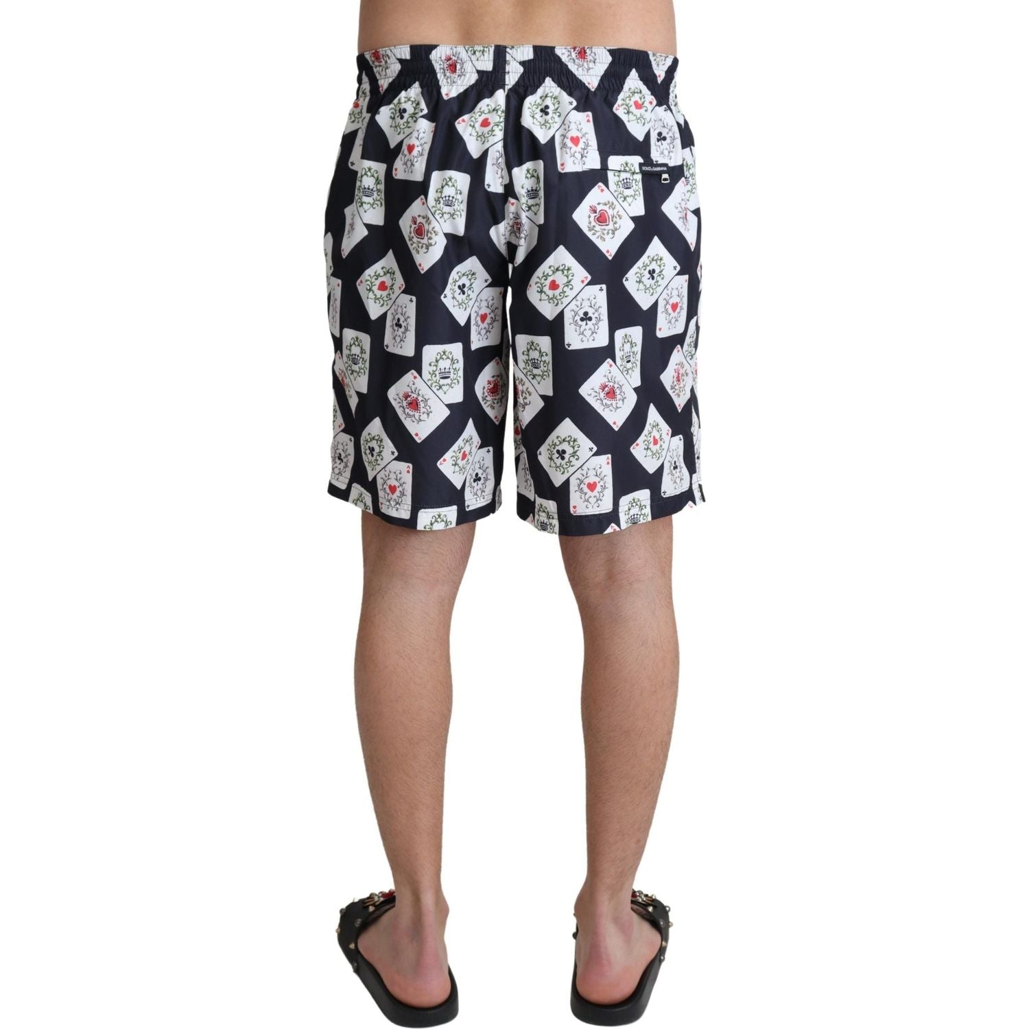 Dolce & Gabbana Black Card Deck Print Beachwear Swimshorts