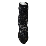 Dolce & Gabbana Black Lace Taormina High Heel Boots Shoes