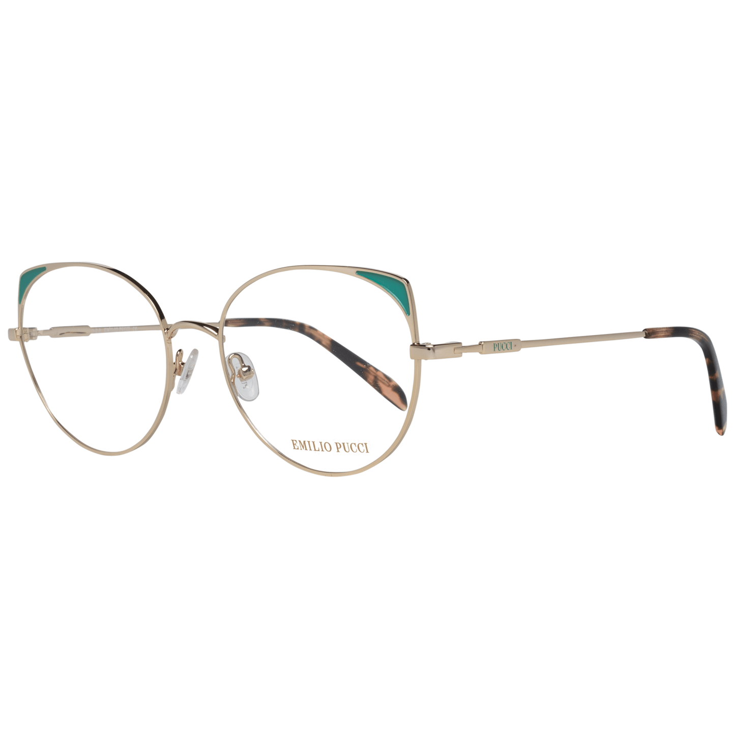 Emilio Pucci Gold Metal Glasses (Frames) featuring full-rim design and metal construction in gold for women.