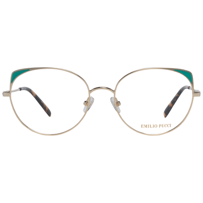 Emilio Pucci Gold Metal Glasses (Frames) for women with full-rim design and 54mm lenses, featuring a gold metal frame.