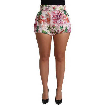 Dolce & Gabbana Pink Cotton Floral Print Hot Pants Short