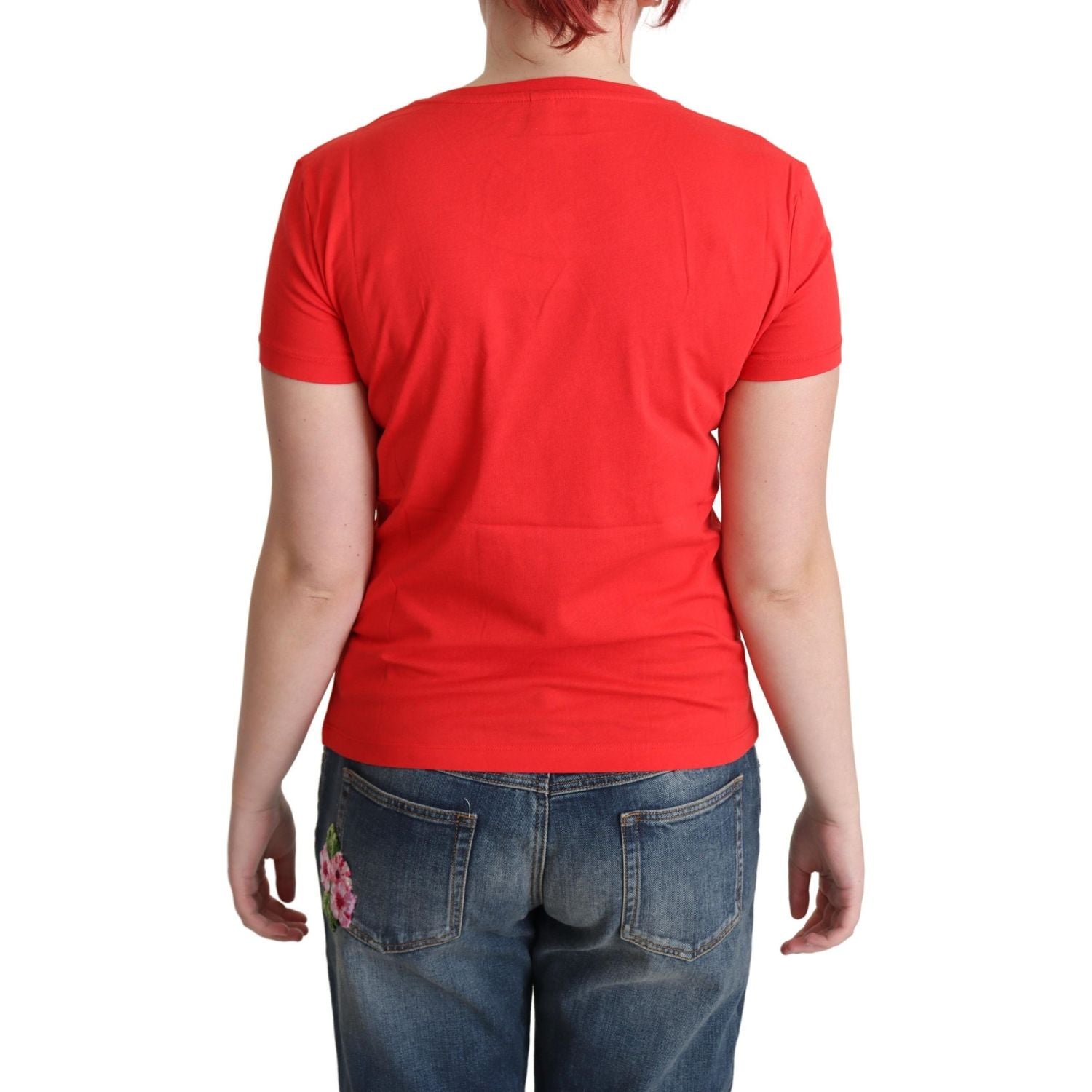 Moschino Red Cotton Come Play 4 Us Print Tops Blouse T-shirt