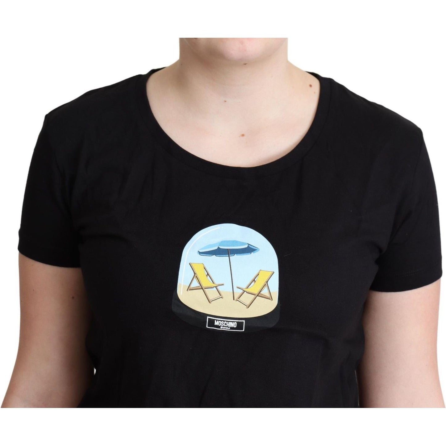 Moschino Black Printed Cotton Short Sleeves T-shirt