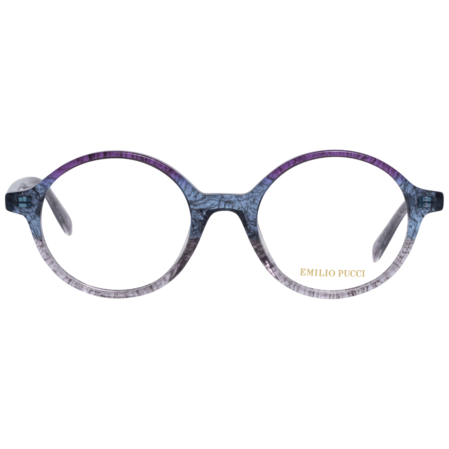 Emilio Pucci Purple Plastic Glasses (Frames) for women, full-rim style, featuring a branded case included in shipment.