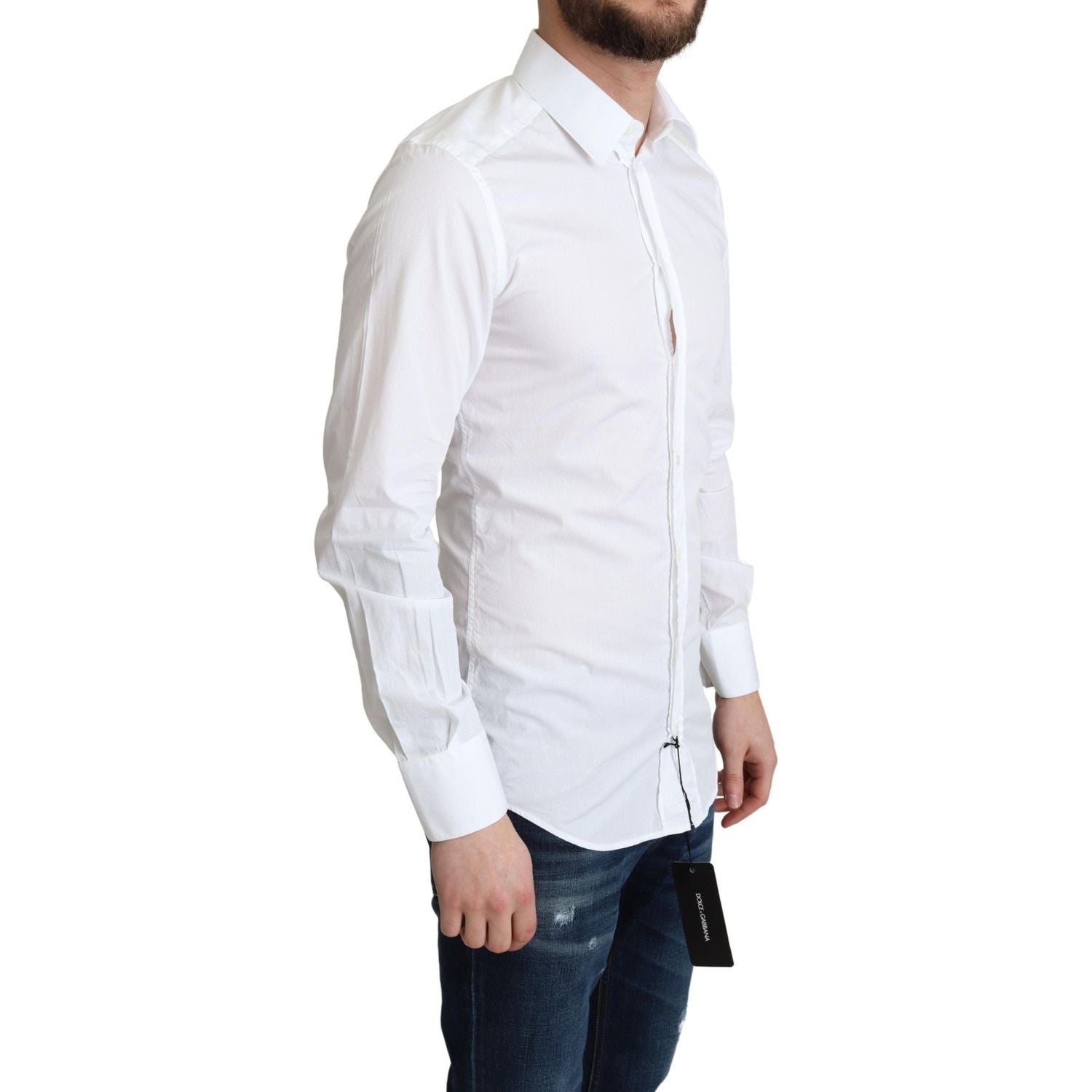 Dolce & Gabbana White Cotton Long Sleeves Men Formal Shirt