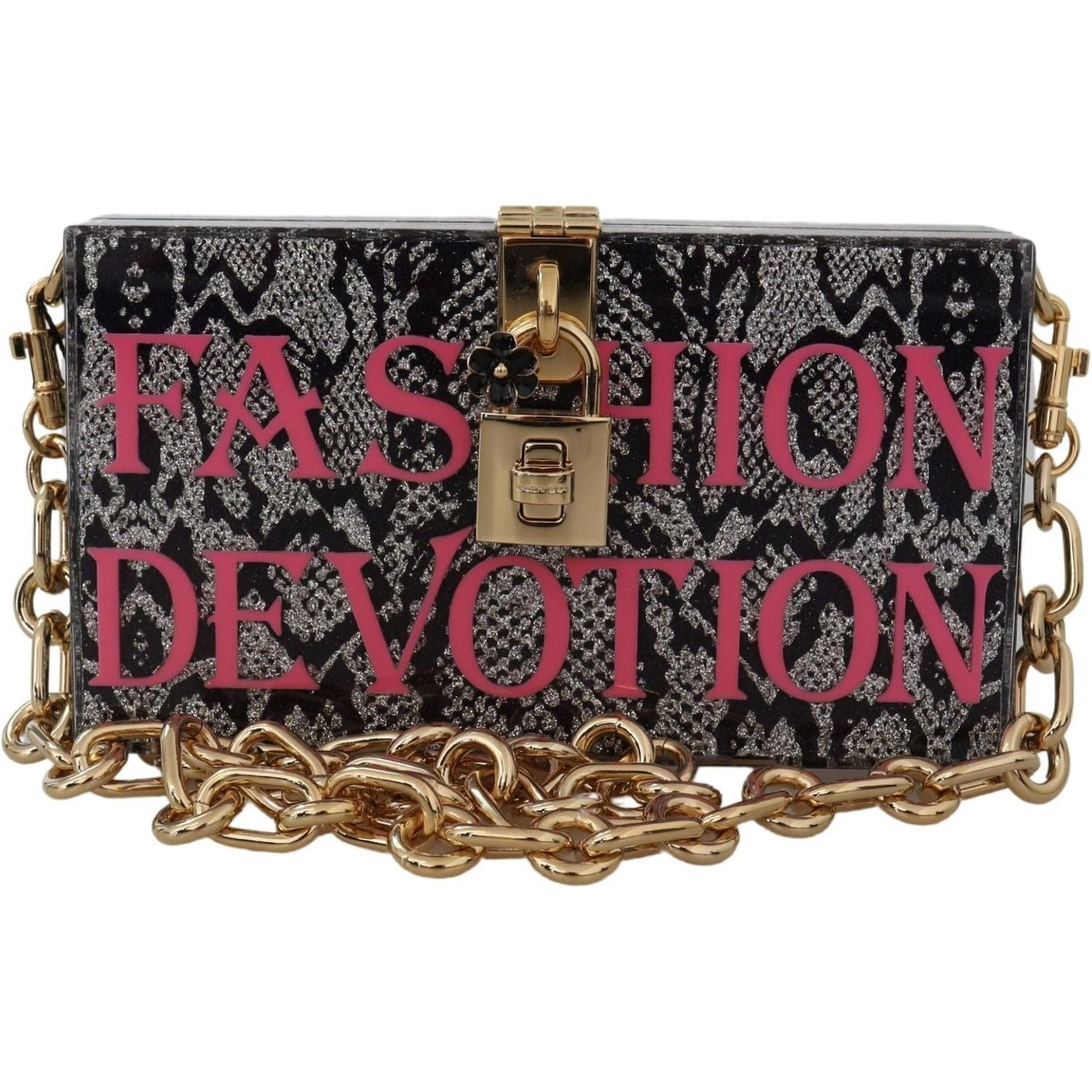 Dolce & Gabbana Gray Fashion Devotion Clutch Plexi SICILY BOX Purse