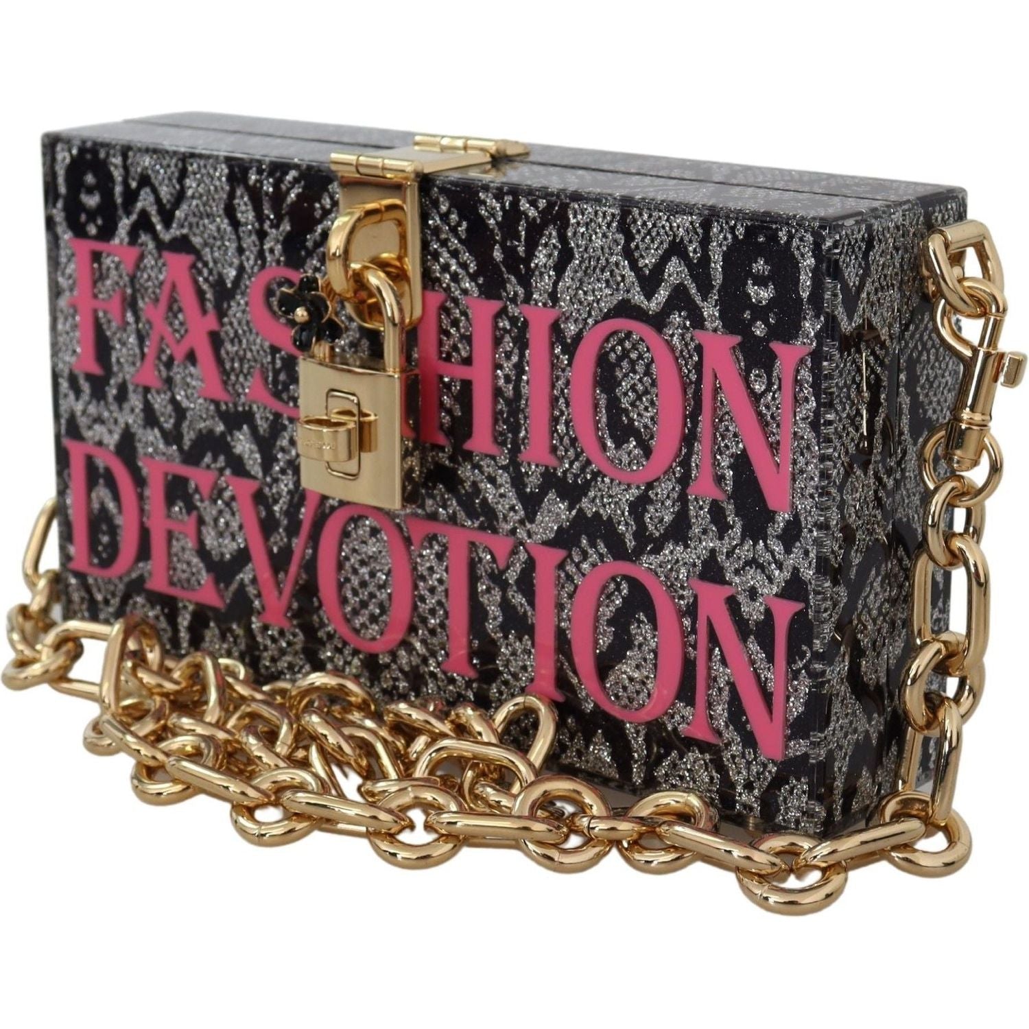 Dolce & Gabbana Gray Fashion Devotion Clutch Plexi SICILY BOX Purse
