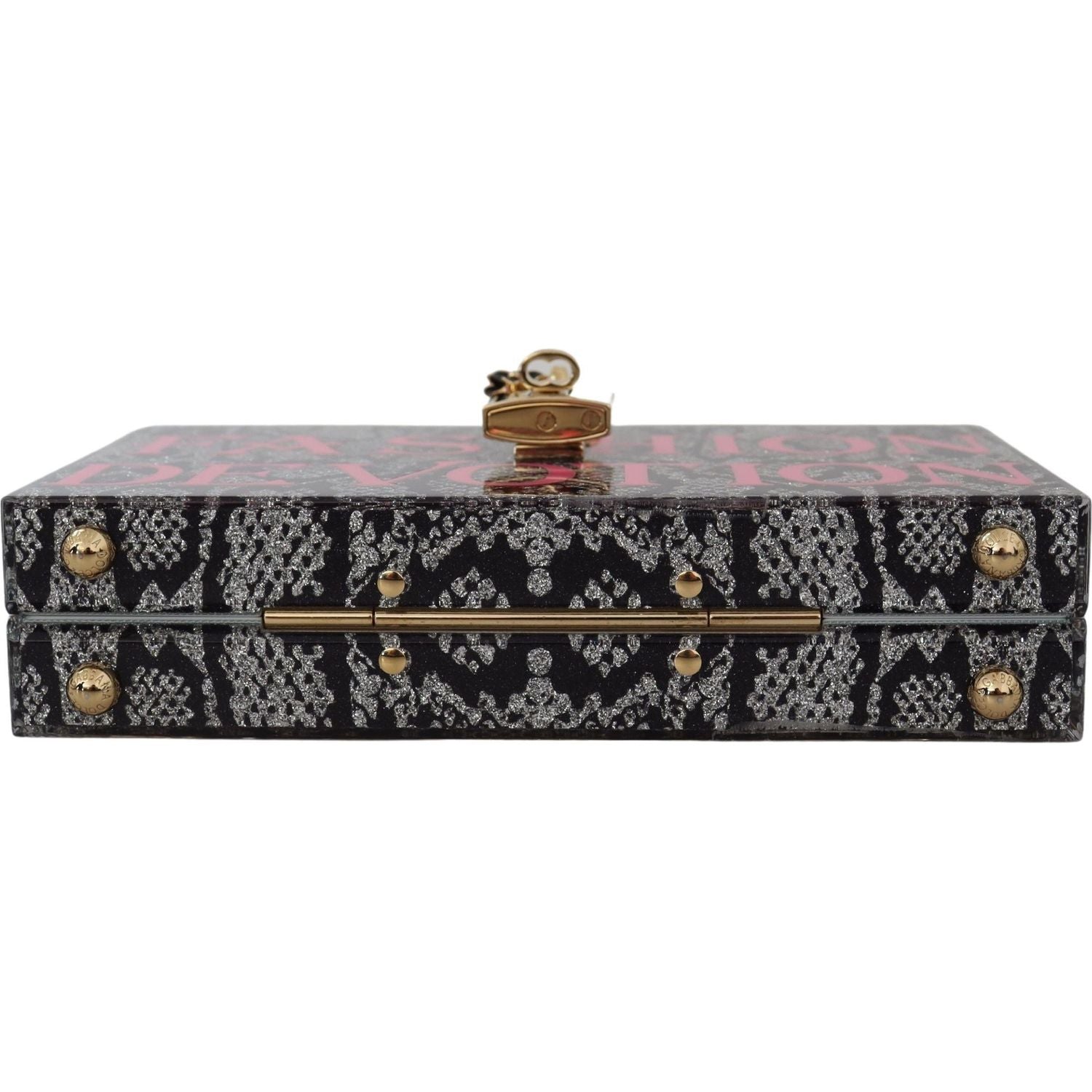 Dolce & Gabbana Gray Fashion Devotion Clutch Plexi SICILY BOX Purse