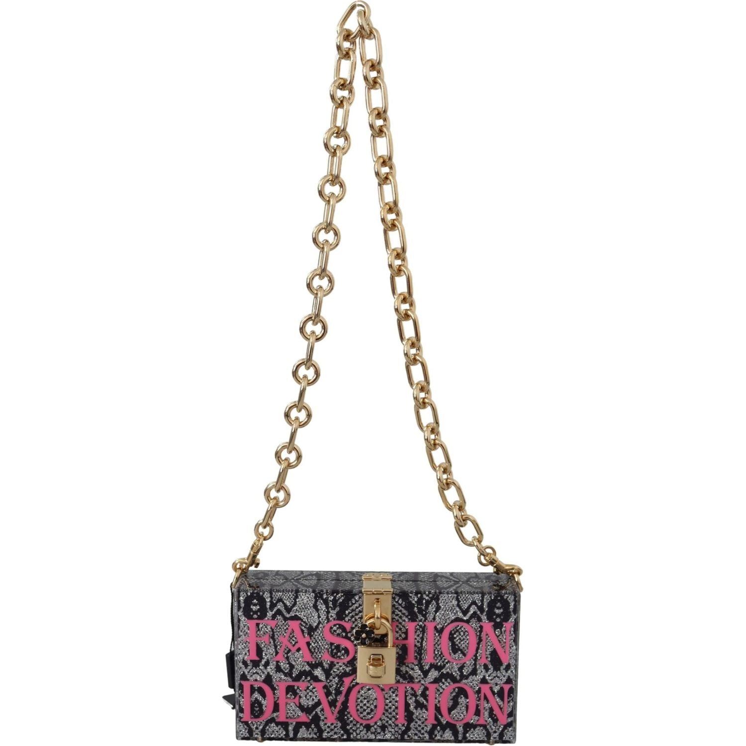 Dolce & Gabbana Gray Fashion Devotion Clutch Plexi SICILY BOX Purse