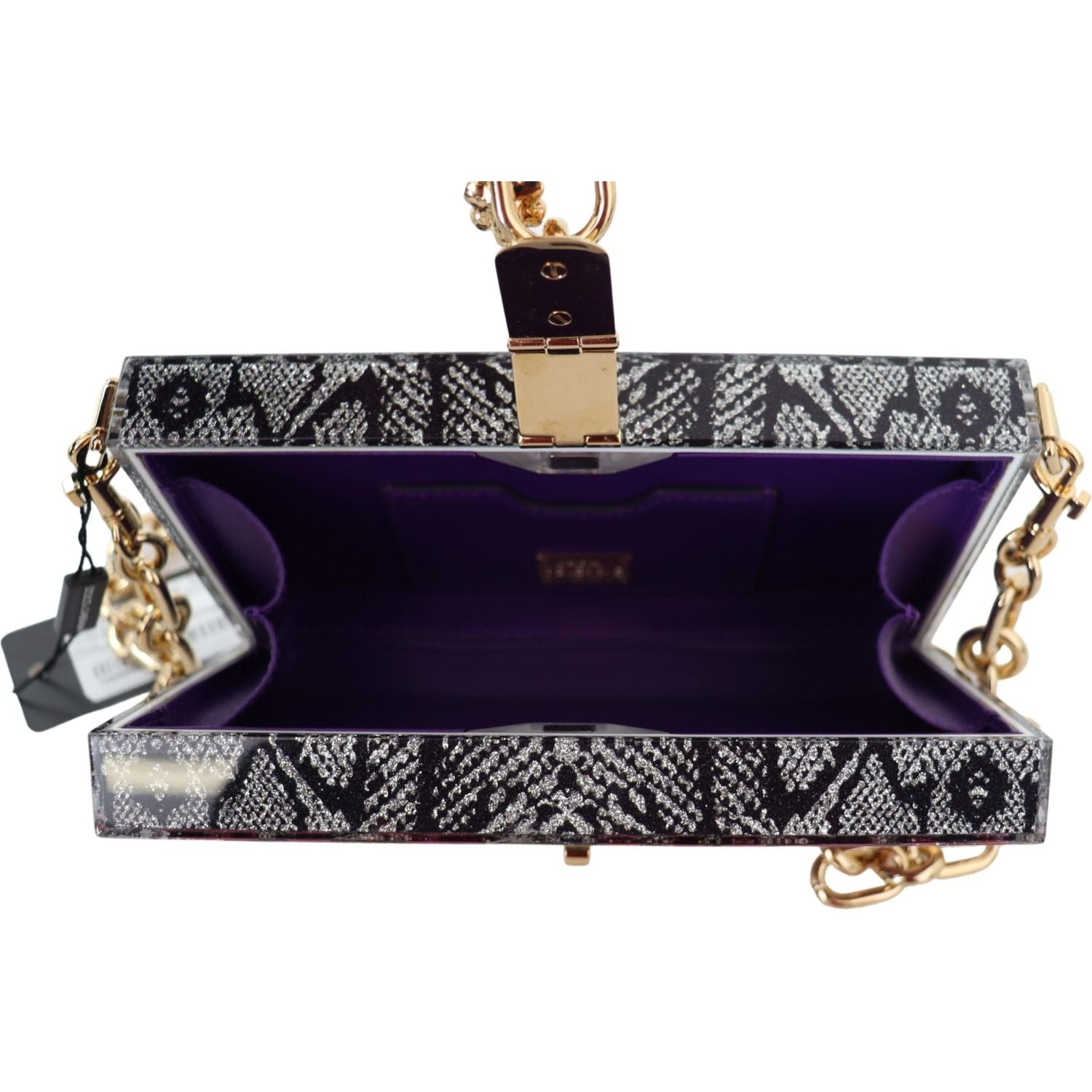 Dolce & Gabbana Gray Fashion Devotion Clutch Plexi SICILY BOX Purse