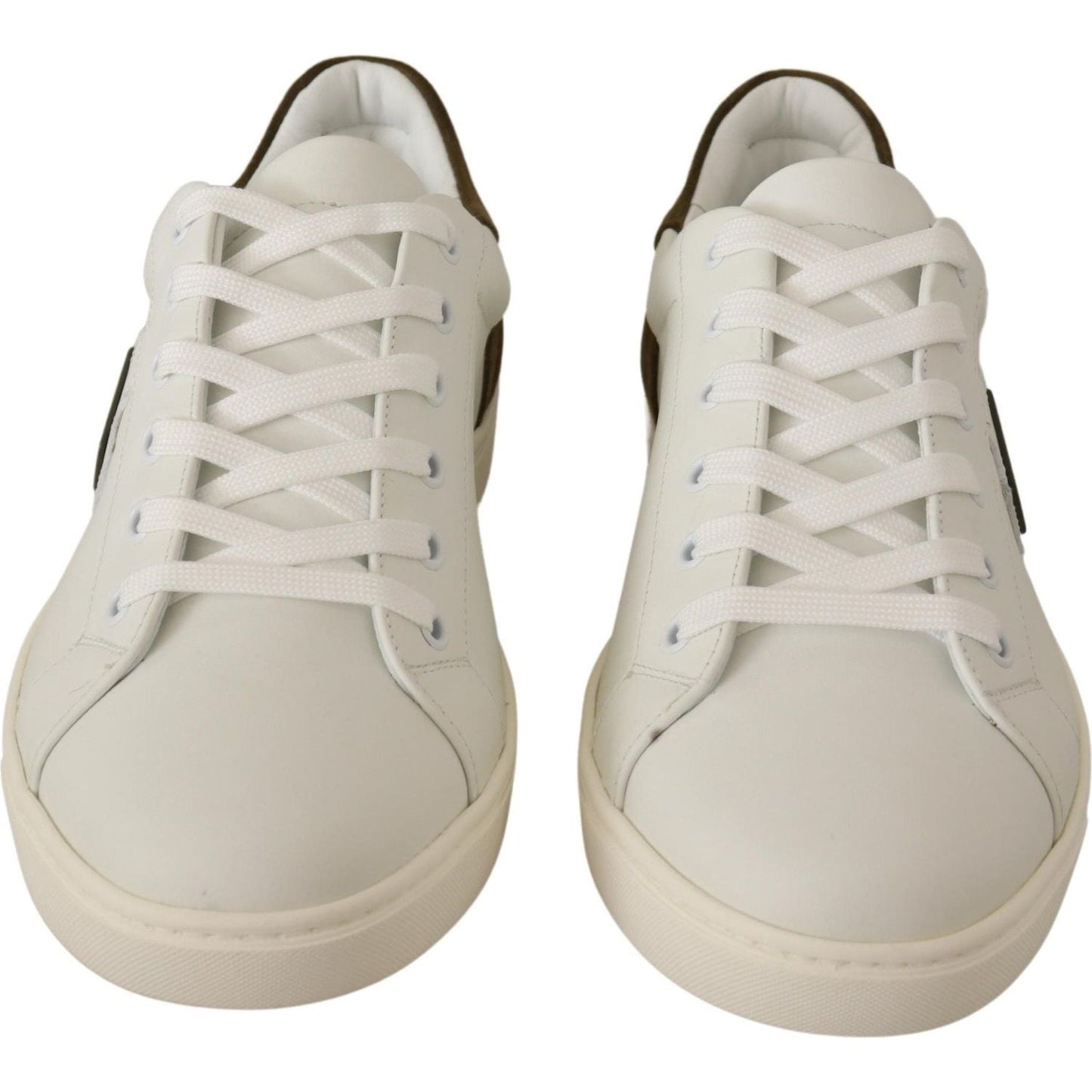 Dolce & Gabbana White Suede Leather Mens Low Tops Sneakers