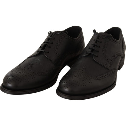 Dolce & Gabbana Black Leather Oxford Wingtip Formal Dress Shoes