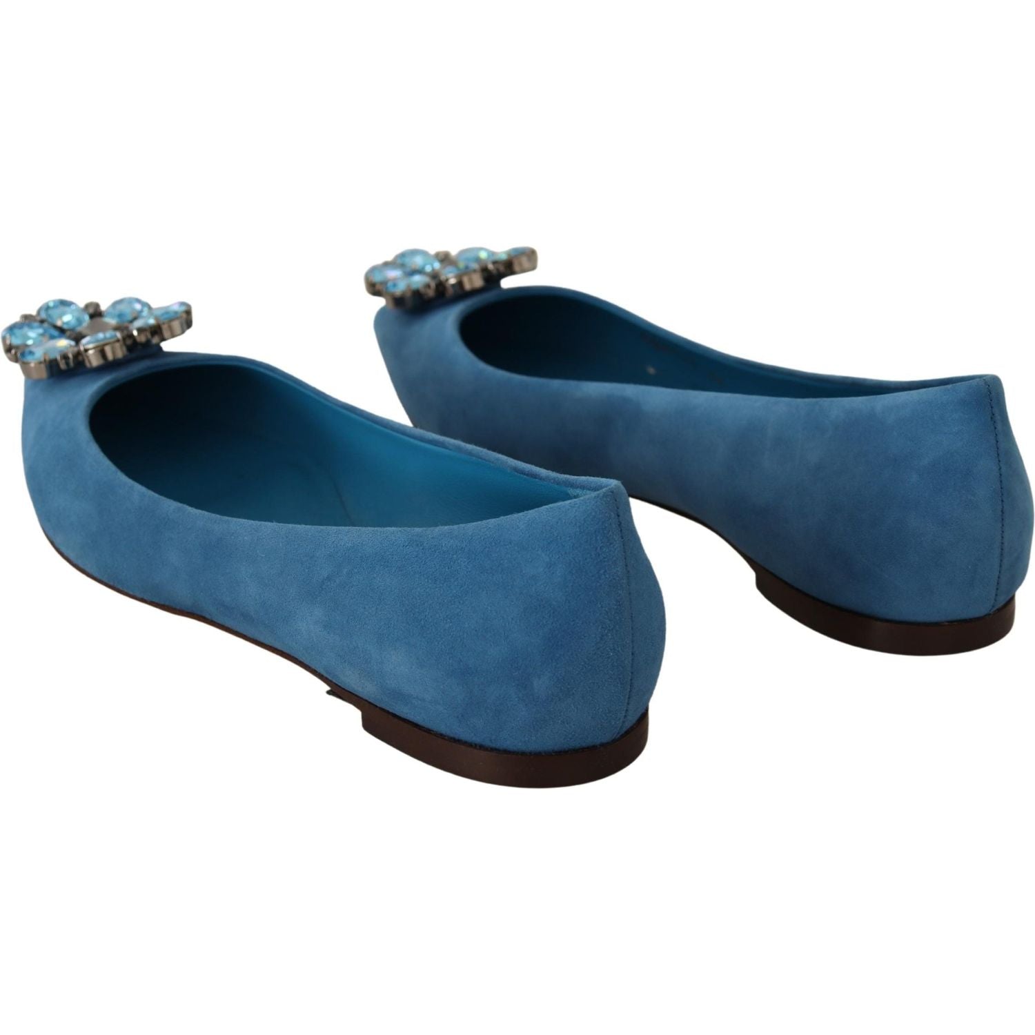 Dolce & Gabbana Blue Suede Crystals Loafers Flats Shoes