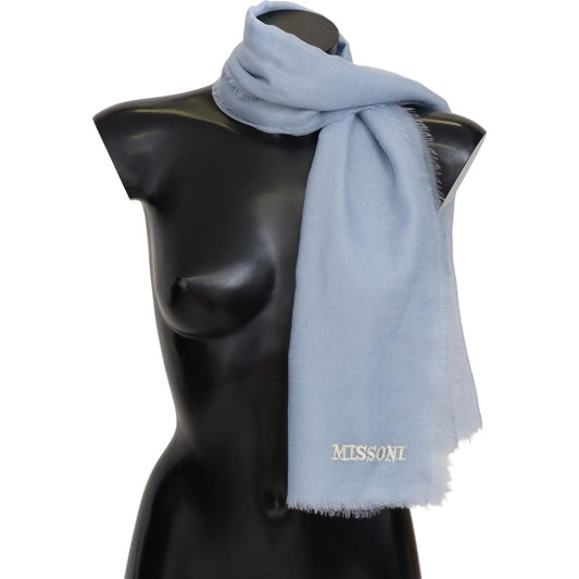 Missoni Light Blue Cashmere Unisex Neck Wrap Scarf