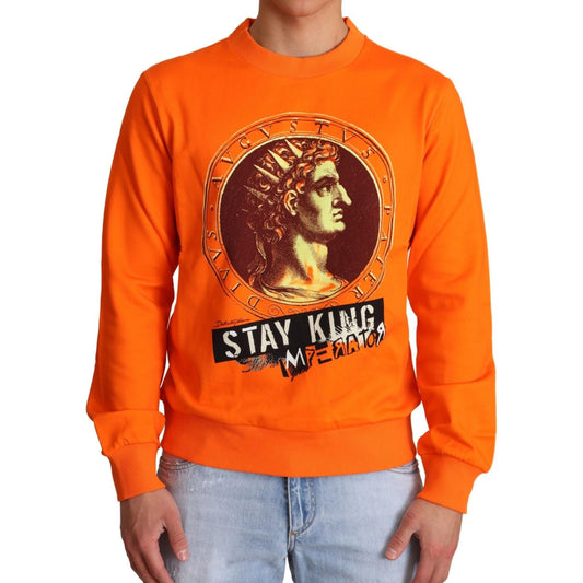 Dolce & Gabbana Orange King Ceasar Cotton Pullover Sweater