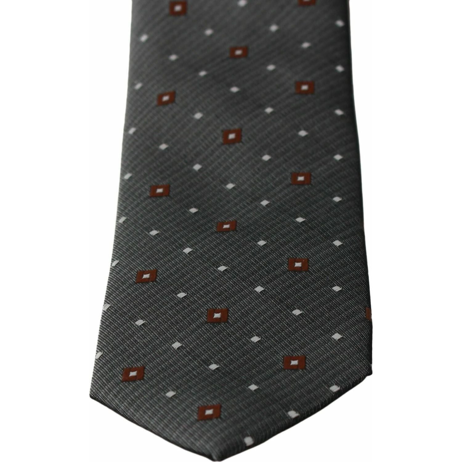 Dolce & Gabbana Gray Patterned Classic Mens Slim Necktie