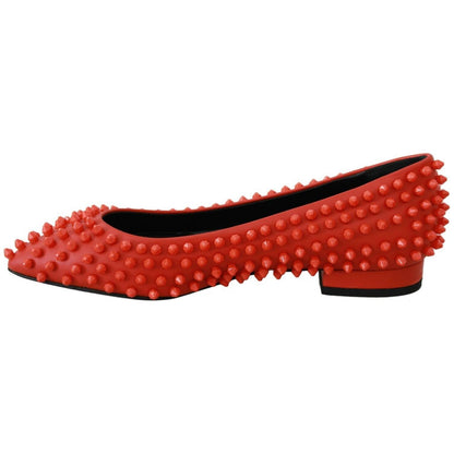 Philipp Plein Orange Leather Ballerina WHAT I DO Flats Shoes WOMAN FLAT SHOES
