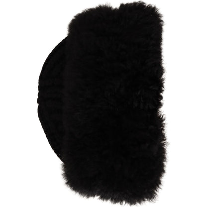 Dolce & Gabbana Black Cashmere Fur Women Beanie Women Hat Beanie Hat