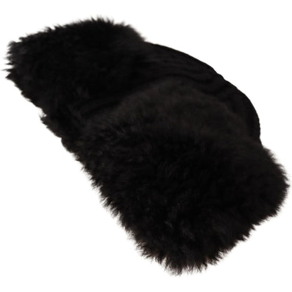 Dolce & Gabbana Black Cashmere Fur Women Beanie Women Hat Beanie Hat