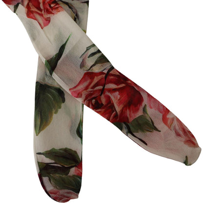 Dolce & Gabbana White Floral Print Stockings Nylon Tights Dolce & Gabbana