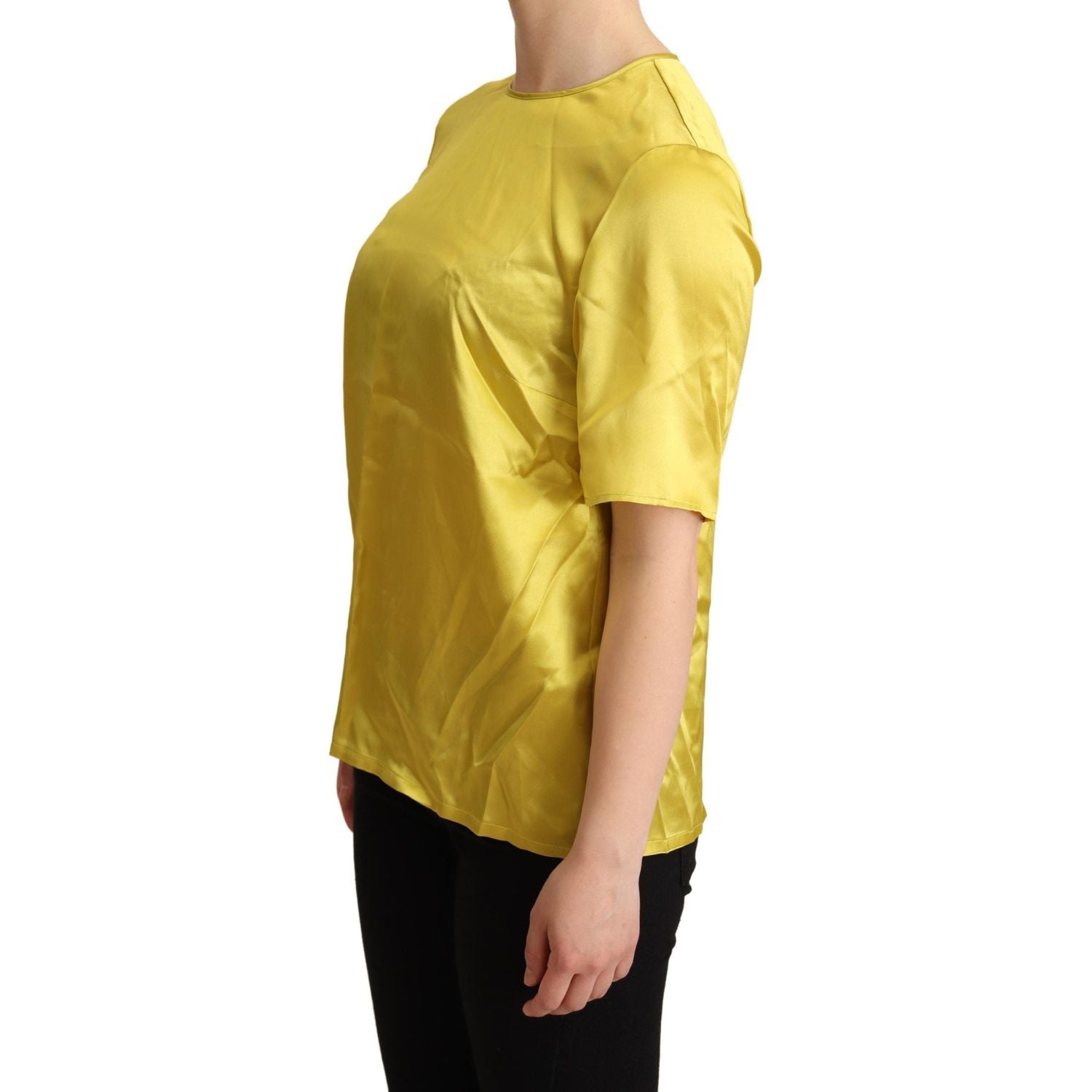 Dolce & Gabbana Yellow Silk Short Sleeve Blouse T-shirt