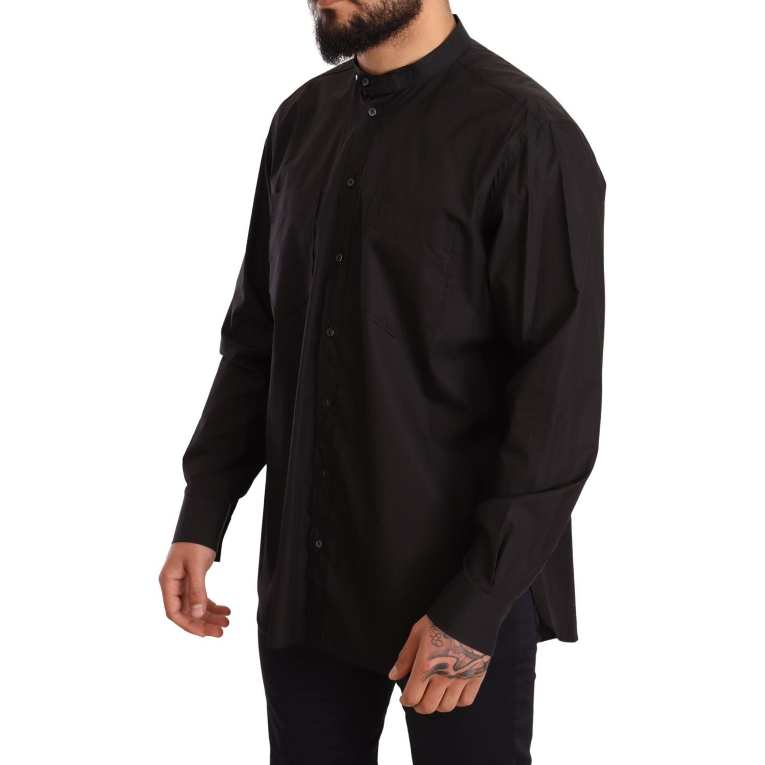 Dolce & Gabbana Black 100% Cotton Formal Dress Top Shirt
