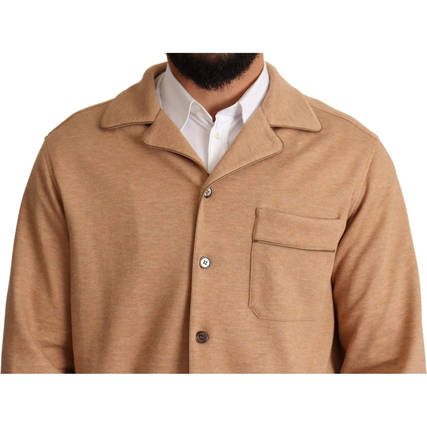 Dolce & Gabbana Brown Cotton Button Collared Coat Jacket
