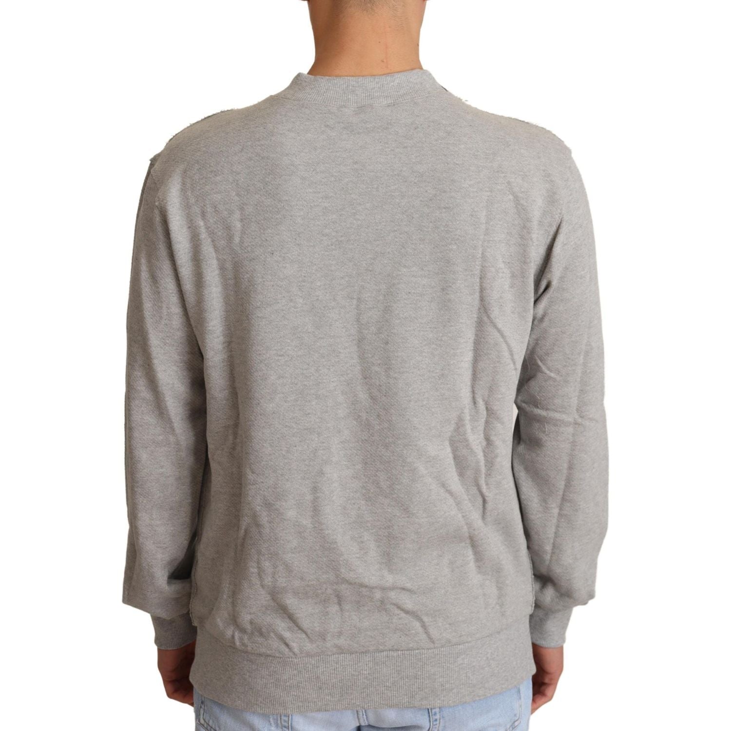 Dolce & Gabbana Gray Cotton Crewneck Pullover Sweater