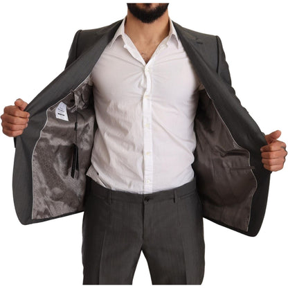 Dolce & Gabbana Gray Metallic MARTINI Slim Fit Set Suit Suit