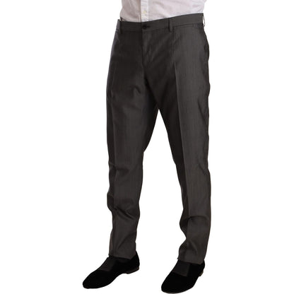 Dolce & Gabbana Gray Metallic MARTINI Slim Fit Set Suit Suit