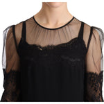 Dolce & Gabbana Black Sheer Floral Lace Crystal Maxi Dress DR28125 -44
