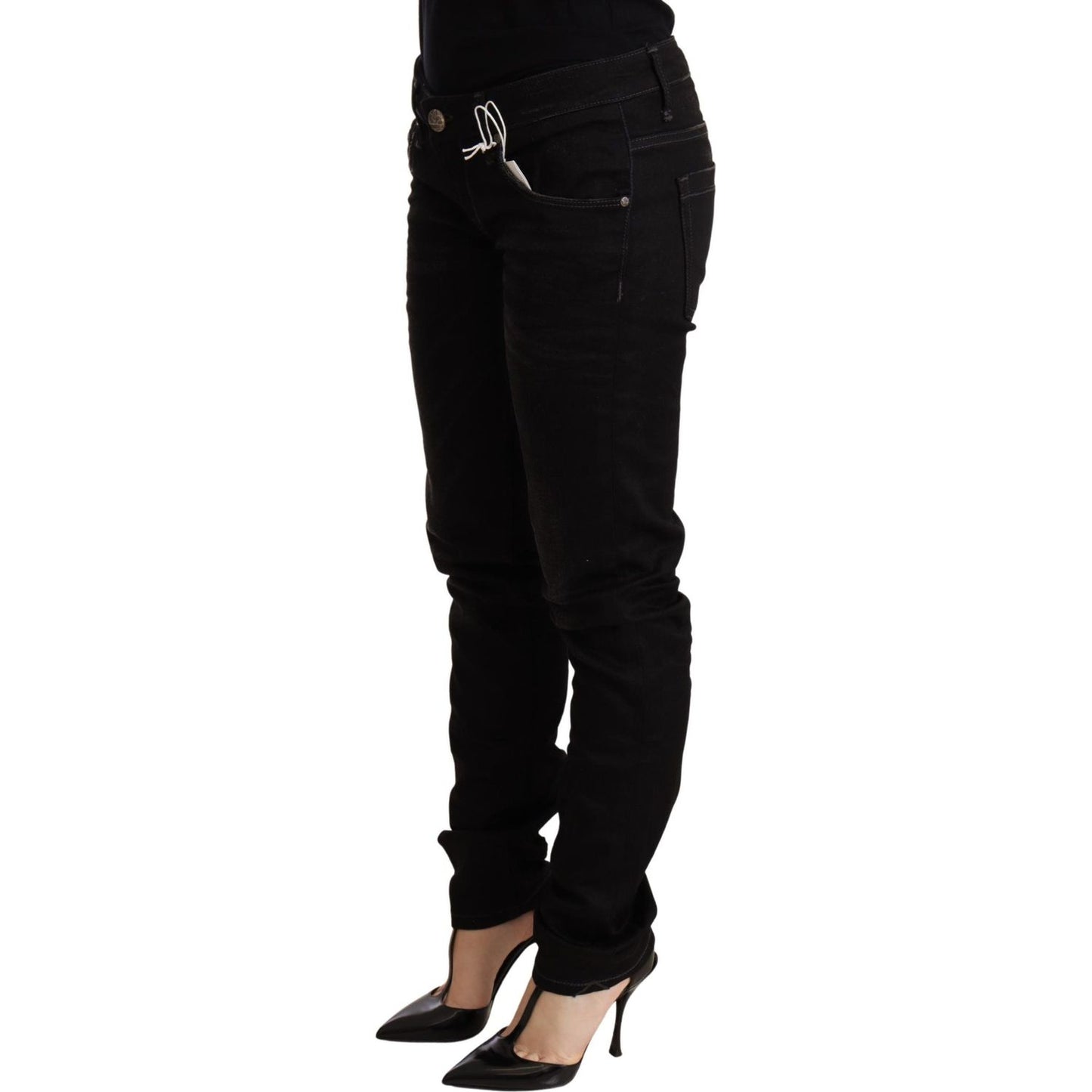Acht Black Low Waist Skinny Denim Cotton Trouser WOMAN TROUSERS