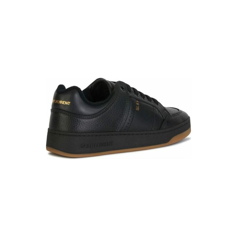 Saint Laurent Elegant Black Low-Top Leather Sneakers