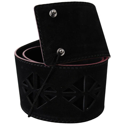 Costume National Black Leather Wide Waist Studded Women Belt