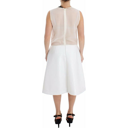 Koonhor White Pleated Bottom Tank Sheath Transparent Dress WOMAN DRESSES