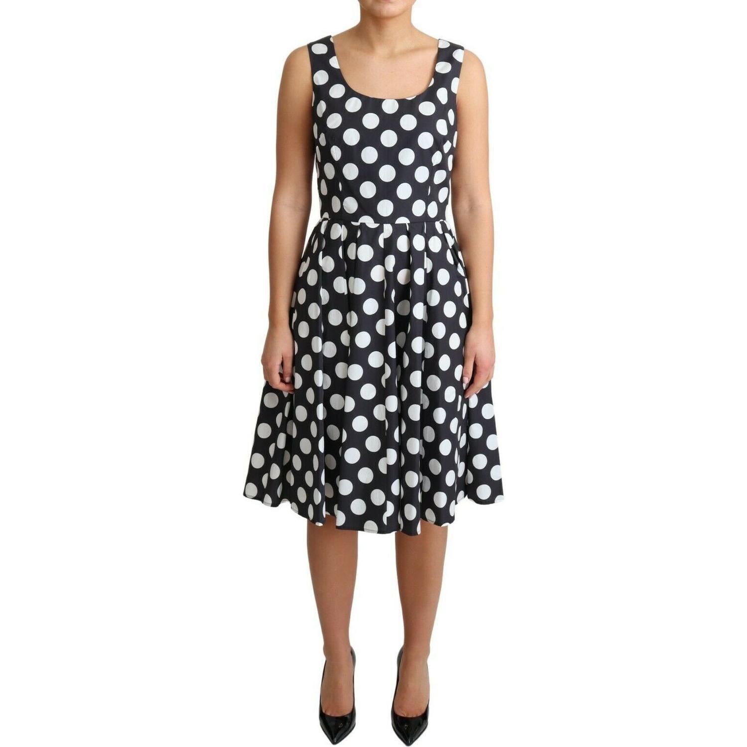 Dolce & Gabbana Black Polka Dotted Cotton A-Line Dress