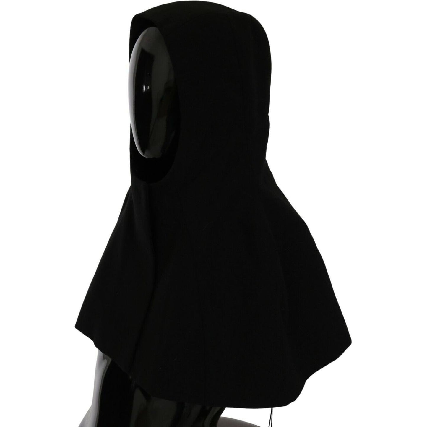Dolce & Gabbana Black Wool Whole Head Hooded Scarf Hat Hood Scarf